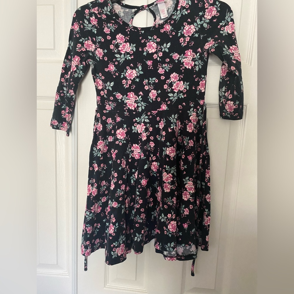 Justice Black, Pink & Green floral dress